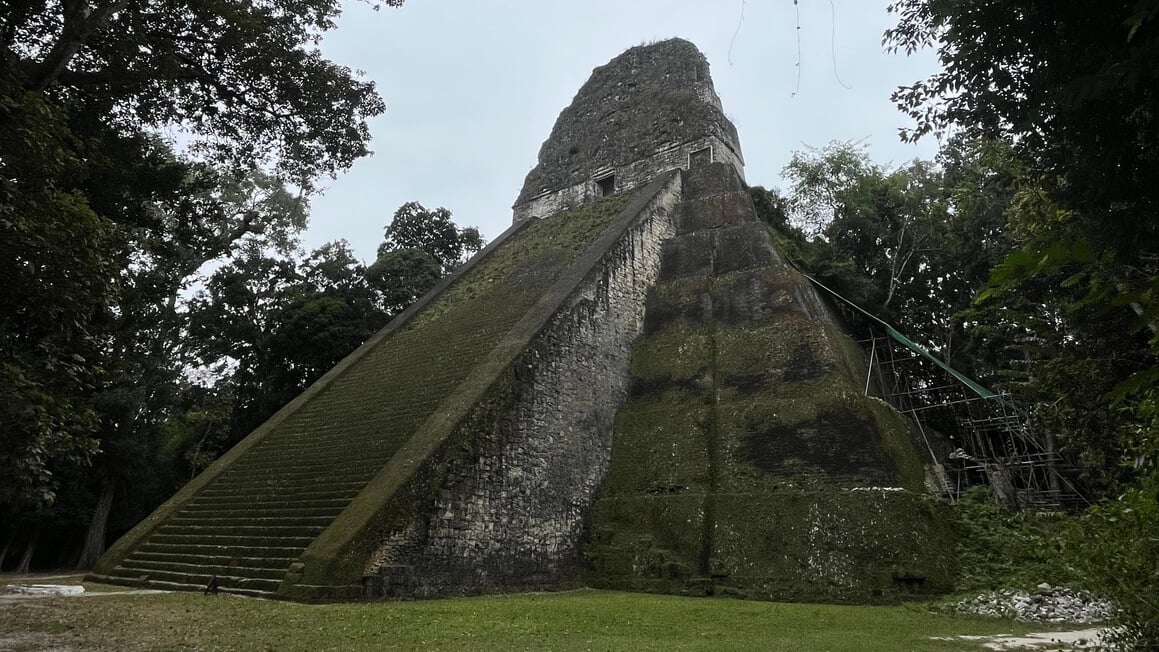 Ruinen von Tikal durch die Bäume