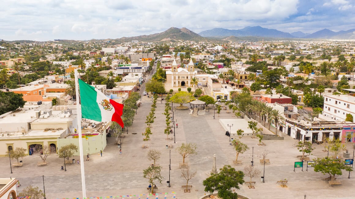 Stadtlandschaft von San Jose-Del Cabo mit Mexiko