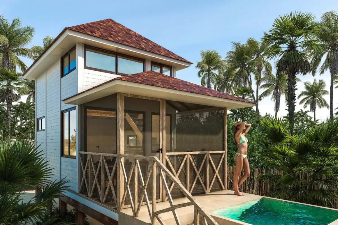 Atemberaubendes kleines Haus mit Blick auf den Ozean und den Dschungel